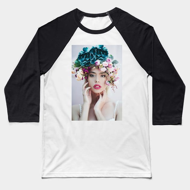 Floral Hat Baseball T-Shirt by JovanaRikalo